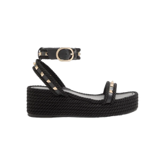 Valentino Rockstud Flatform Sandal In Calfskin 45mm Black