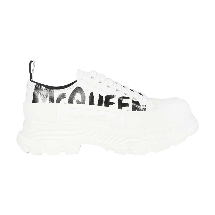Alexander McQueen Tread Slick Lace Up McQueen Graffiti Logo - White