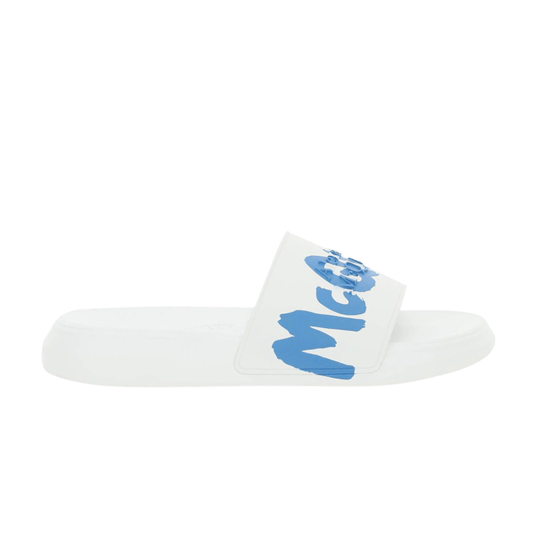 Alexander McQueen Rubber Pool Slide Graffiti - White Lake Blue