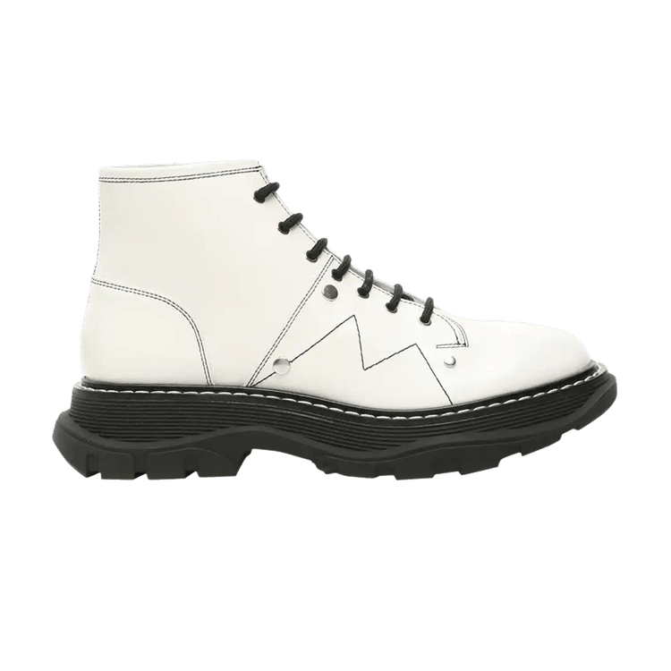 Alexander McQueen Wmns Tread Slick Lace Up Boot 'Ivory Black'