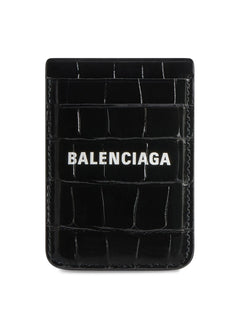 Balenciaga Crocodile Embossed Cash Magnet Card Holder
