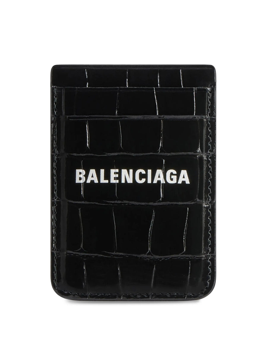 Balenciaga Crocodile Embossed Cash Magnet Card Holder