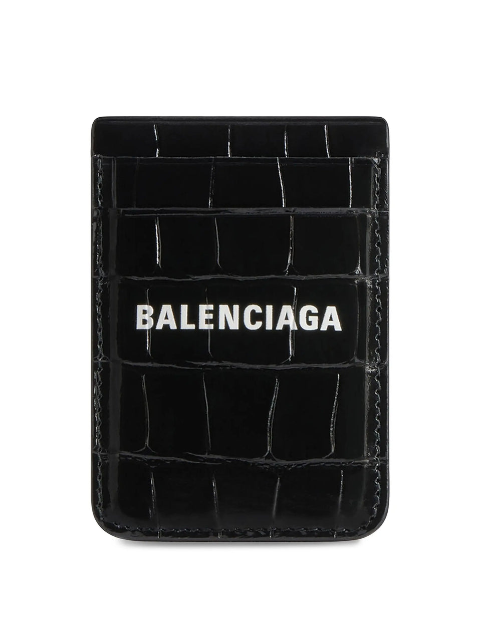 Balenciaga Crocodile Embossed Cash Magnet Card Holder