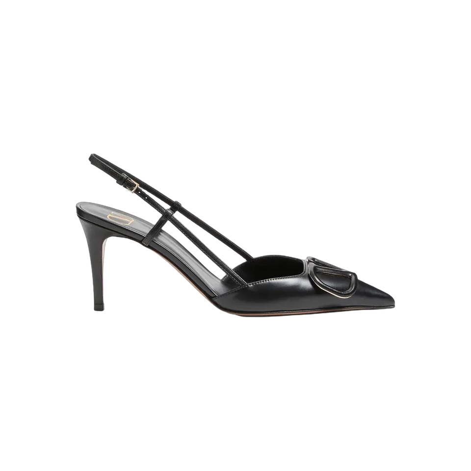 Valentino VLogo Signature Calfskin Slingback Pump 80mm Black