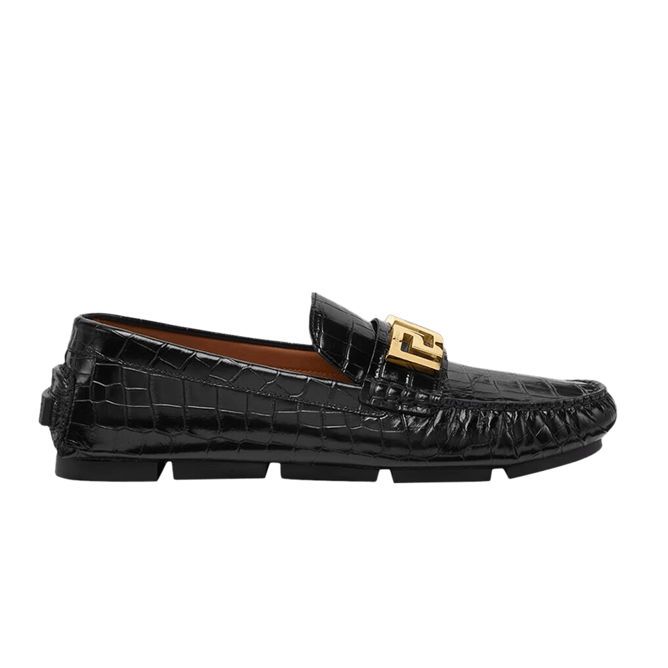 Versace Greca Loafer Croc - Black Gold