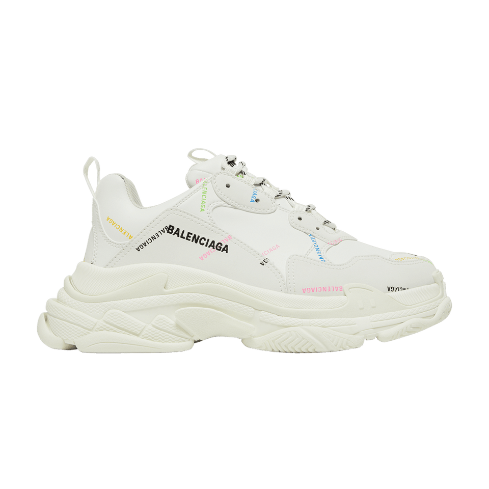 Balenciaga Triple S Sneaker Allover Logo - White Multi