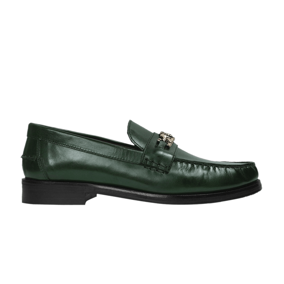 Versace Chain Leather Loafers Green