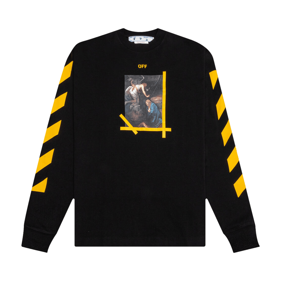 Off-White Diagonal Arrow Caravaggio Skate Long-Sleeve Tee Black/White