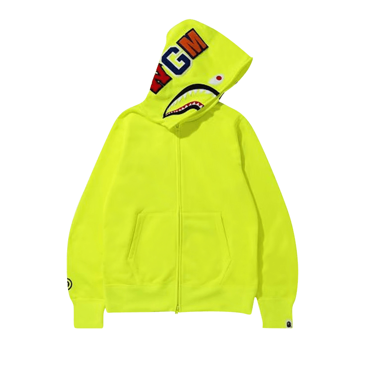 BAPE Neon Shark Full Zip Hoodie Yellow