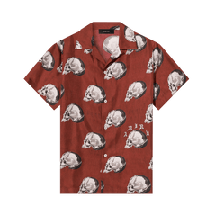 Amiri All Over Skull Bowling Shirt Red