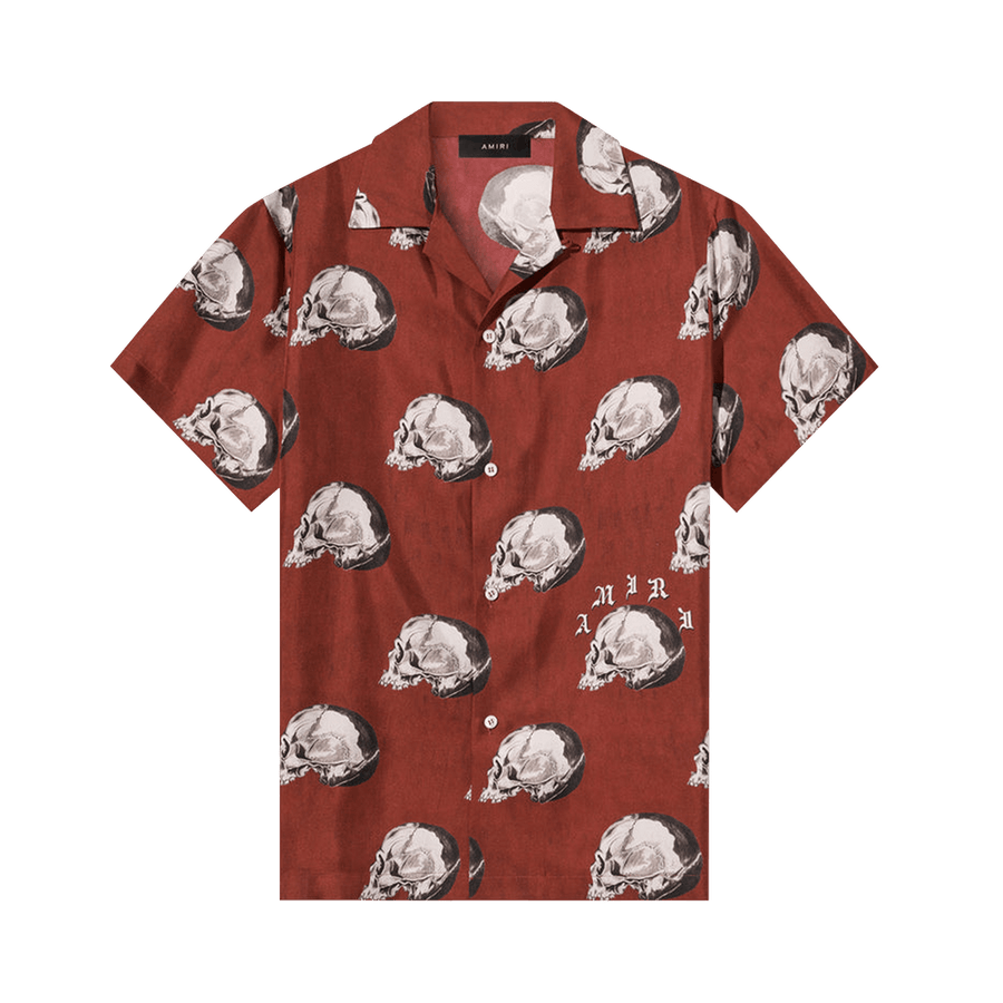 Amiri All Over Skull Bowling Shirt Red