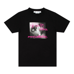 Off-White Tornado Type Slim Shorts-Sleeve T-Shirt Black/Fuchsia