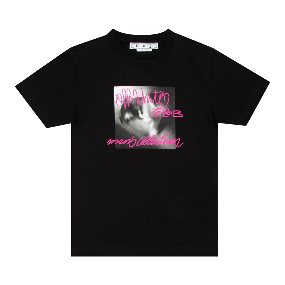Off-White Tornado Type Slim Shorts-Sleeve T-Shirt Black/Fuchsia
