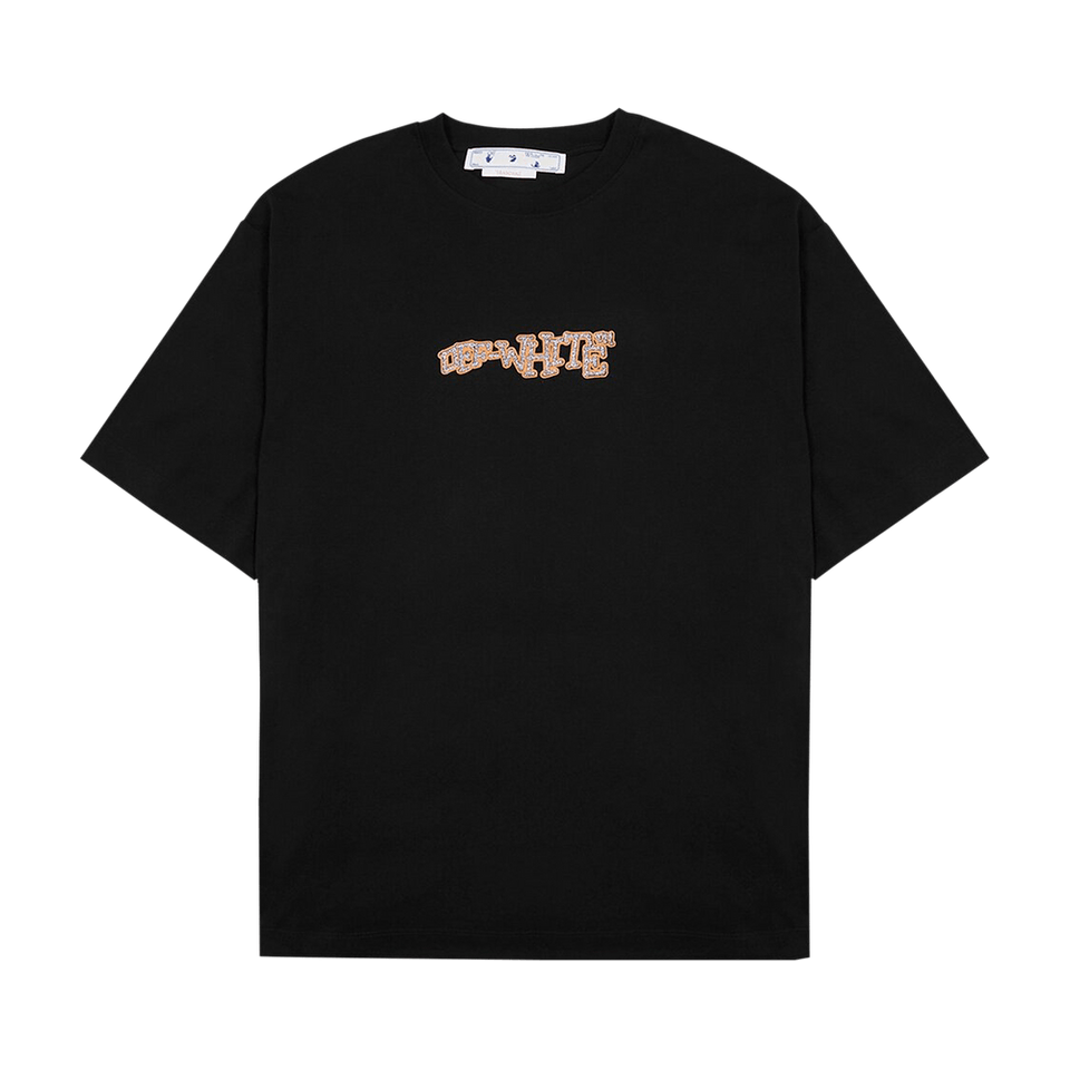 Off-White Glitz Carlos Over Skate Shorts-Sleeve T-Shirt Black/Silver
