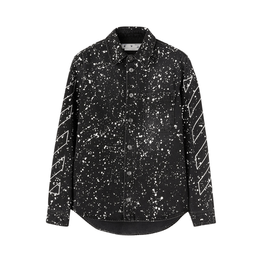 Off-White Diag Paint Denim Shirt Black/White