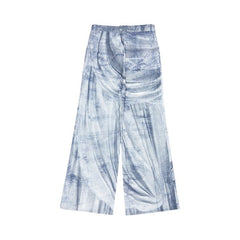 Balmain Statue Printed Loose Denim Pants Blue/Gris