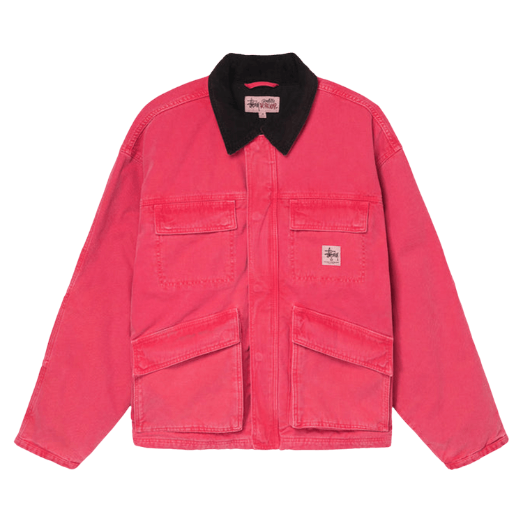 Stussy Washed Canvas Shop Jacket Hot Pink