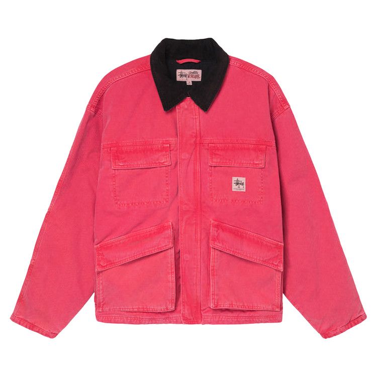 Stussy Washed Canvas Shop Jacket Hot Pink
