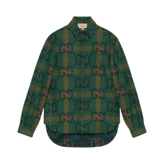 Gucci Jumbo GG Check Wool Shirt Green/Blue