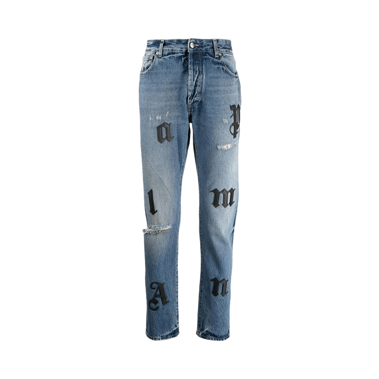 Palm Angels Logo Patch Classic 5 Pocket Jeans Blue/Black