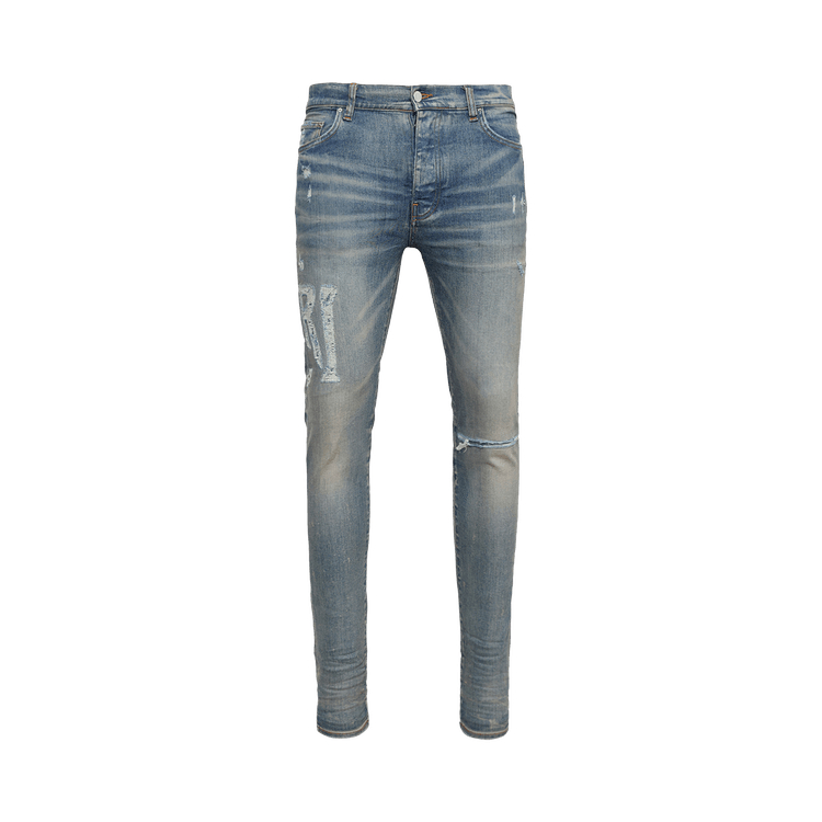 Amiri Distressed Logo Jean Clay Indigo