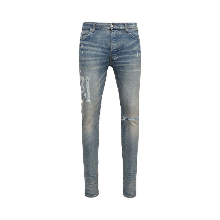Amiri Distressed Logo Jean Clay Indigo