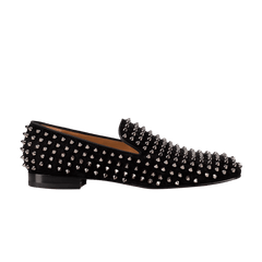 Christian Louboutin Rollerboy Spikes Flat Veau Velours Black Dark Gun