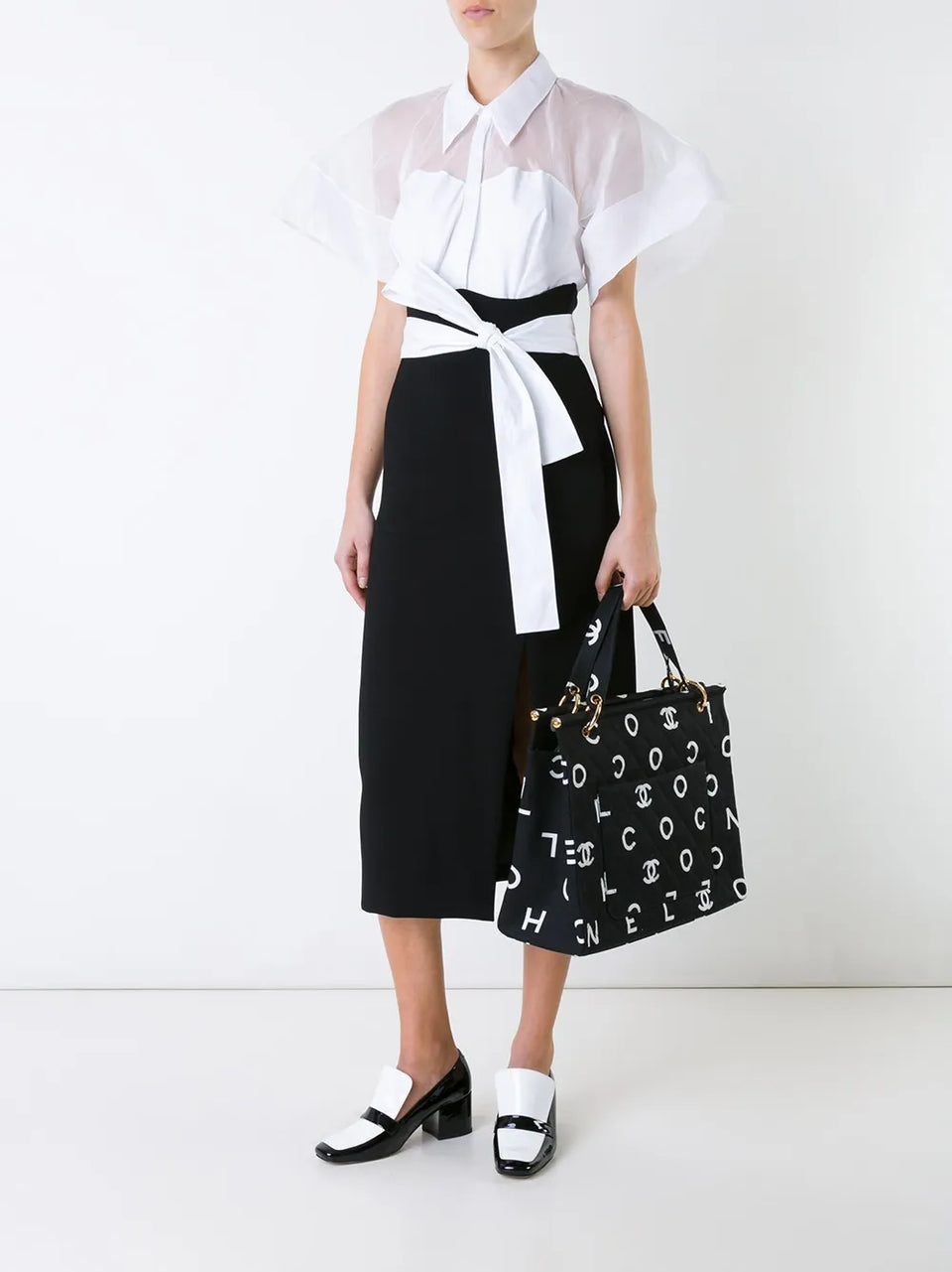 quilted logo tote