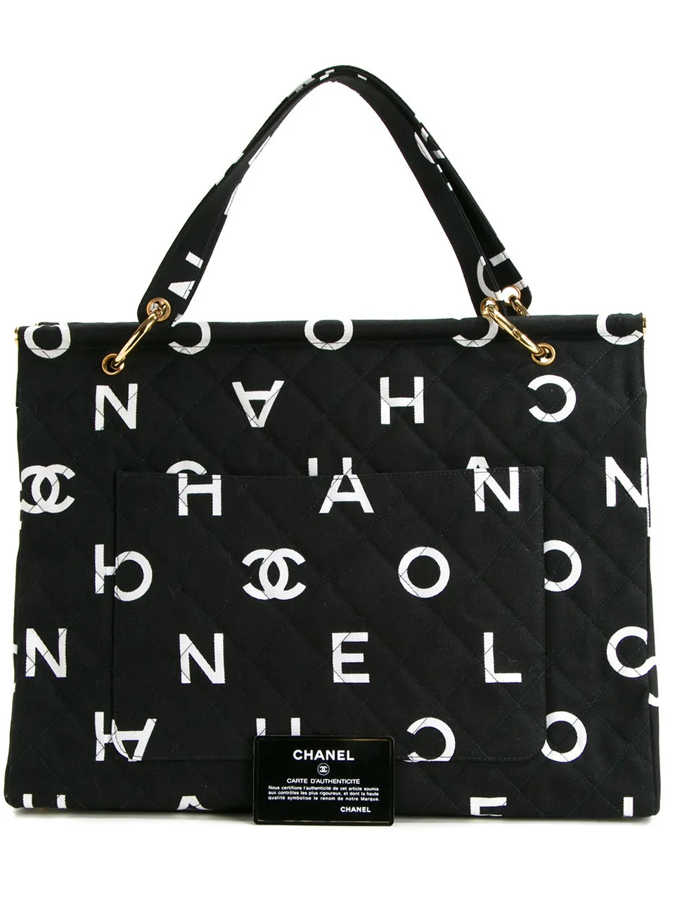 quilted logo tote