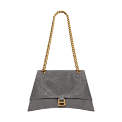 Balenciaga Medium Crush Chain Bag Dark Grey