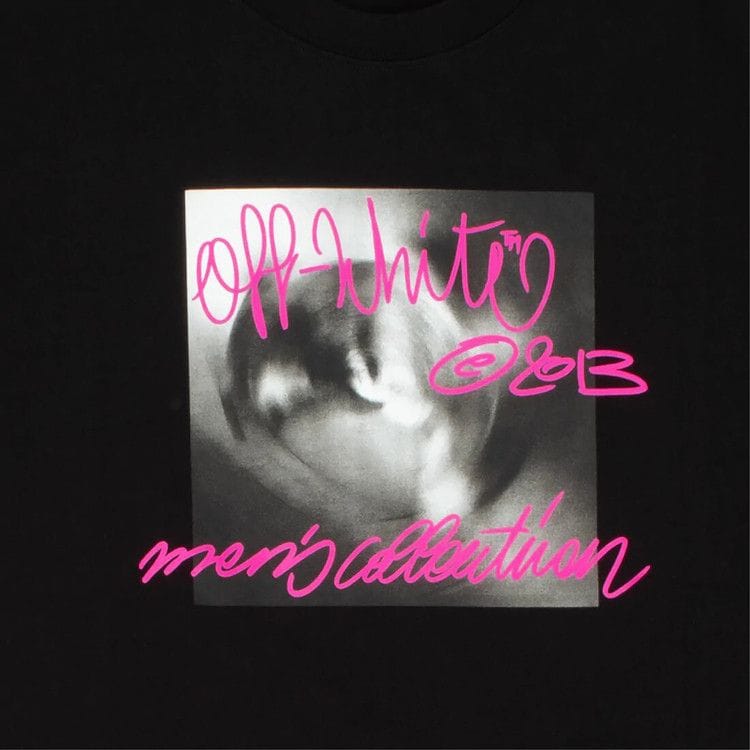 Off-White Tornado Type Slim Shorts-Sleeve T-Shirt Black/Fuchsia