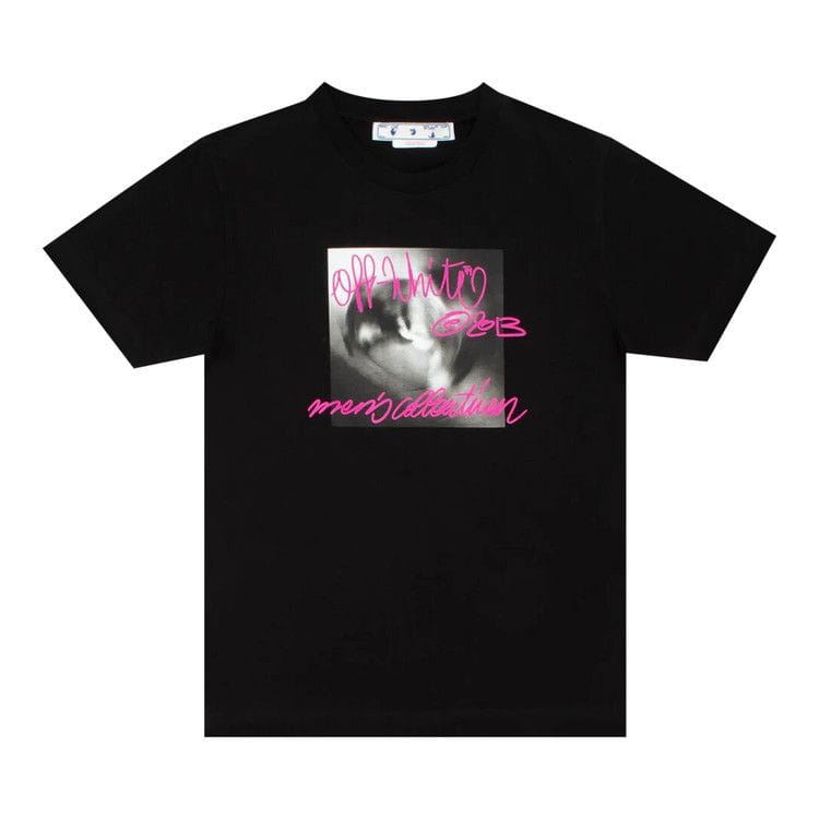 Off-White Tornado Type Slim Shorts-Sleeve T-Shirt Black/Fuchsia