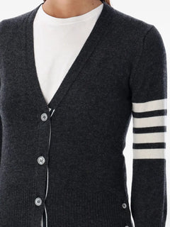 4-Bar V-neck cashmere cardigan
