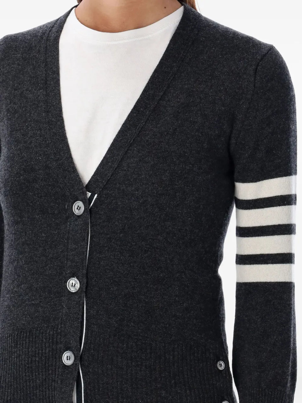 4-Bar V-neck cashmere cardigan