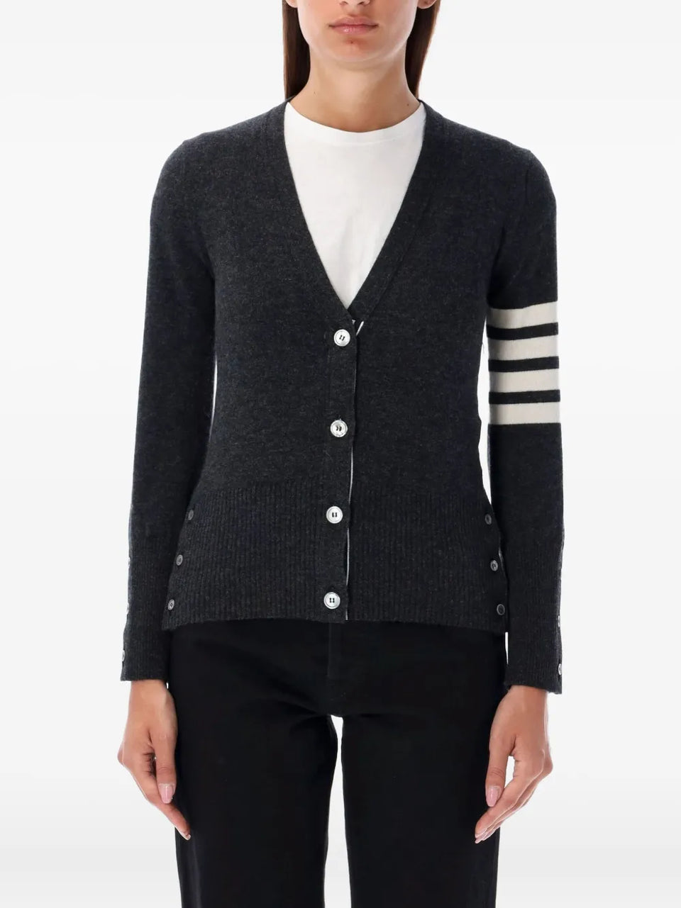 4-Bar V-neck cashmere cardigan