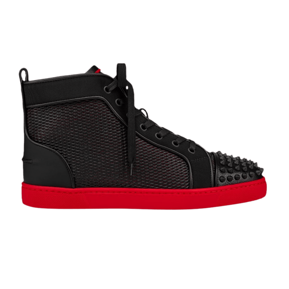 Christian Louboutin Lou Spikes Orlato Flat Black Red