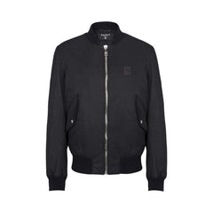 Balmain Nylon Zipped Bomber Jacket Blue