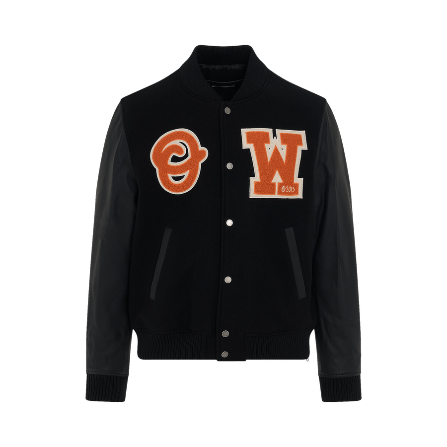 Off-White Patch Varsity Jacket Black/Orange