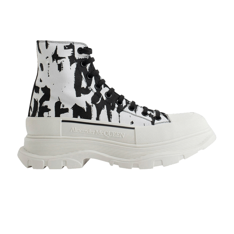 Alexander McQueen Tread Slick Boot Graffiti Logo - Black