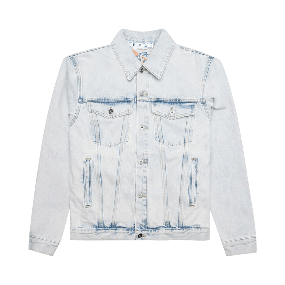 Off-White Graffiti Embroidered Denim Skate Jacket Extreme Blue