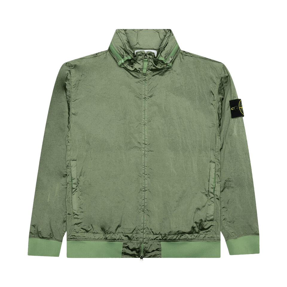 Stone Island Waffen Patch Foldable Hooded Zip Up Jacket Sage