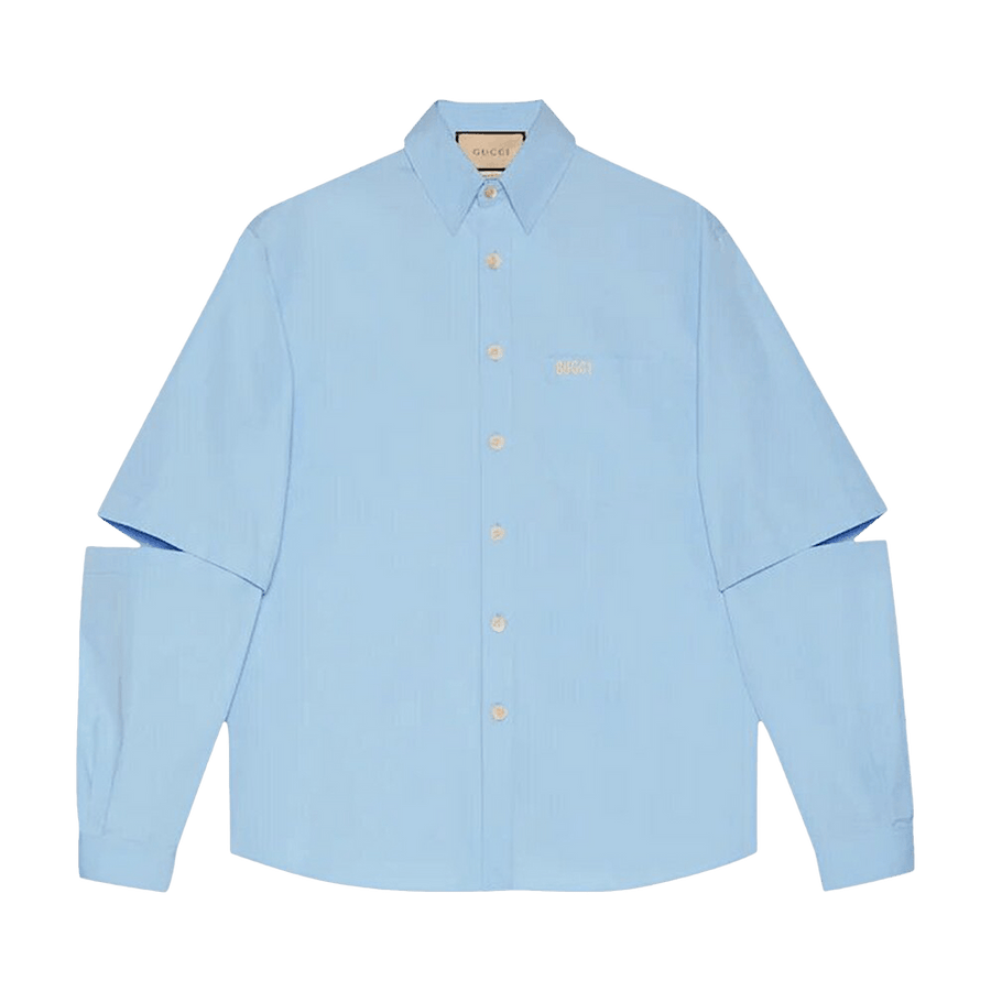 Gucci Embroidery Poplin Shirt Sky Blue