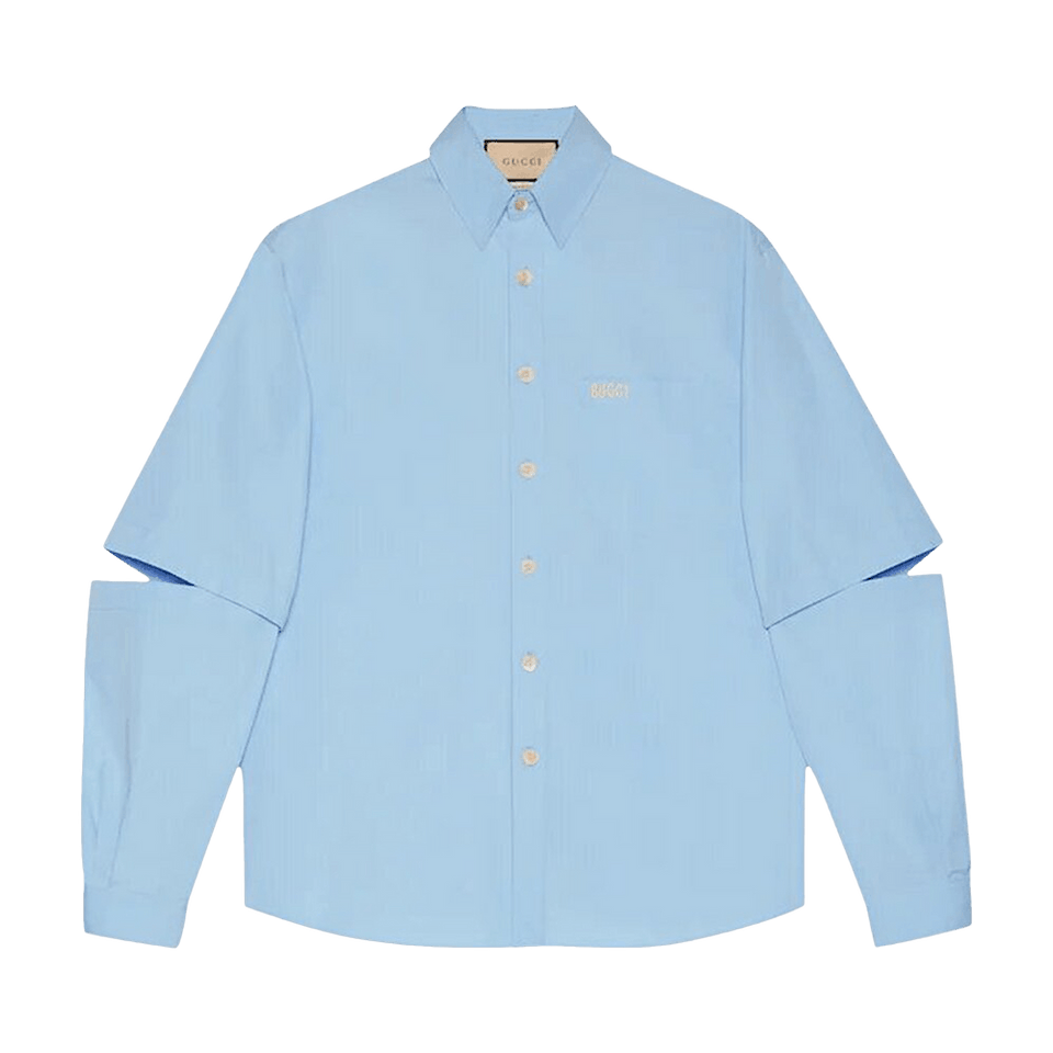 Gucci Embroidery Poplin Shirt Sky Blue