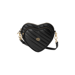 Gucci Interlocking G Mini Heart Shoulder Bag Black