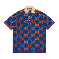 Gucci GG Jacquard Polo T-Shirt Blue/Orange