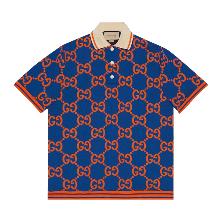Gucci GG Jacquard Polo T-Shirt Blue/Orange
