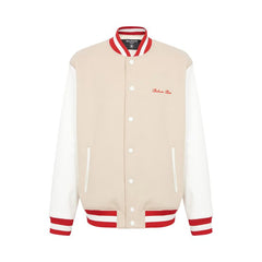 Balmain Bicolor Signature Varsity Jacket Ivory/Off White/Red