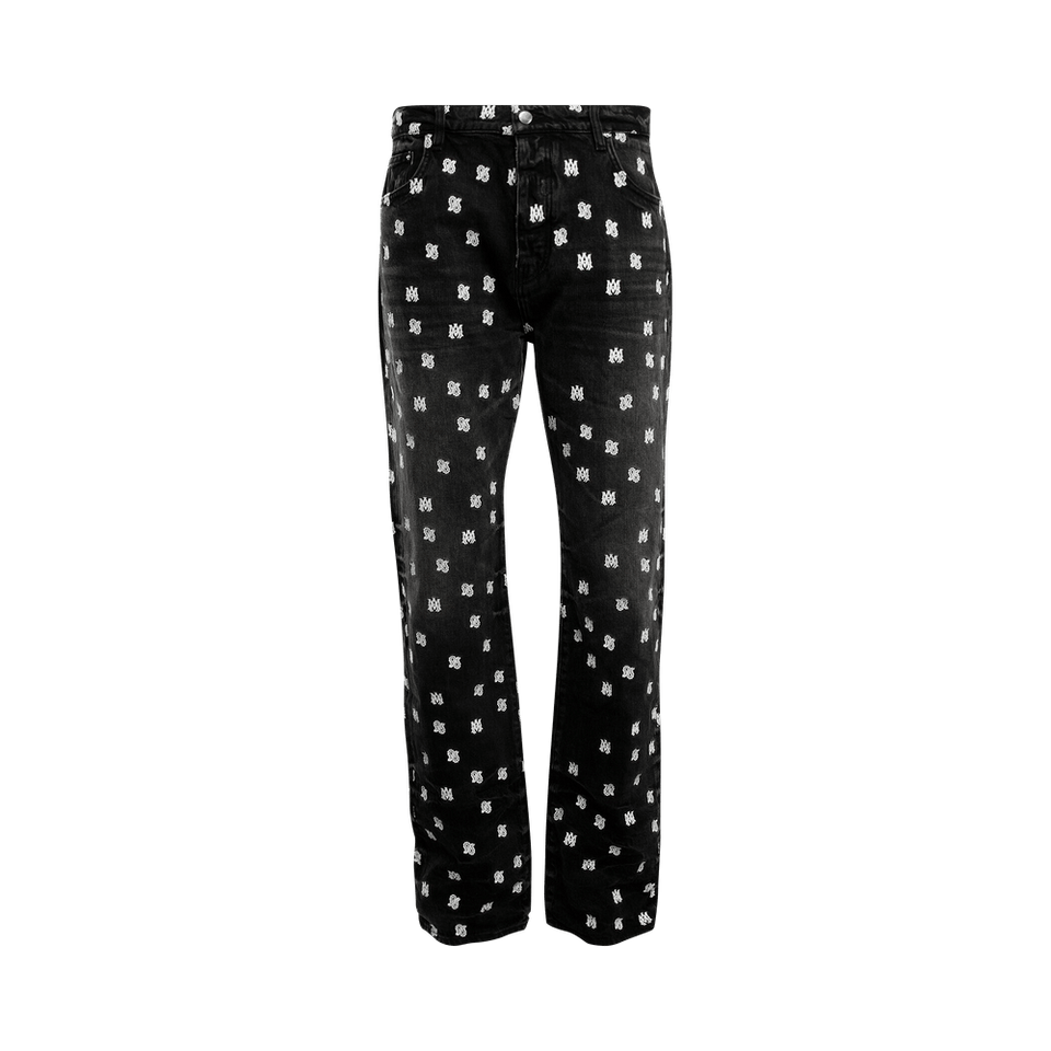 Amiri MA Paisley Emblem Straight Jean Faded Black