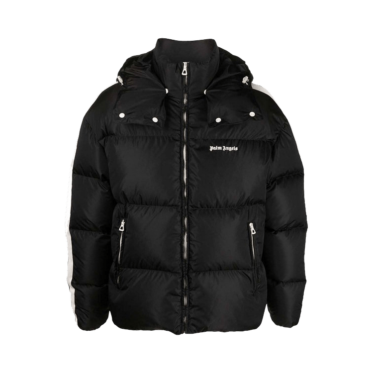 Palm Angels Hooded Track Down Jacket Black/White