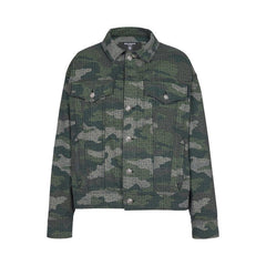 Balmain Camouflage Monogram Western Denim Jacket Multicolor/Khaki